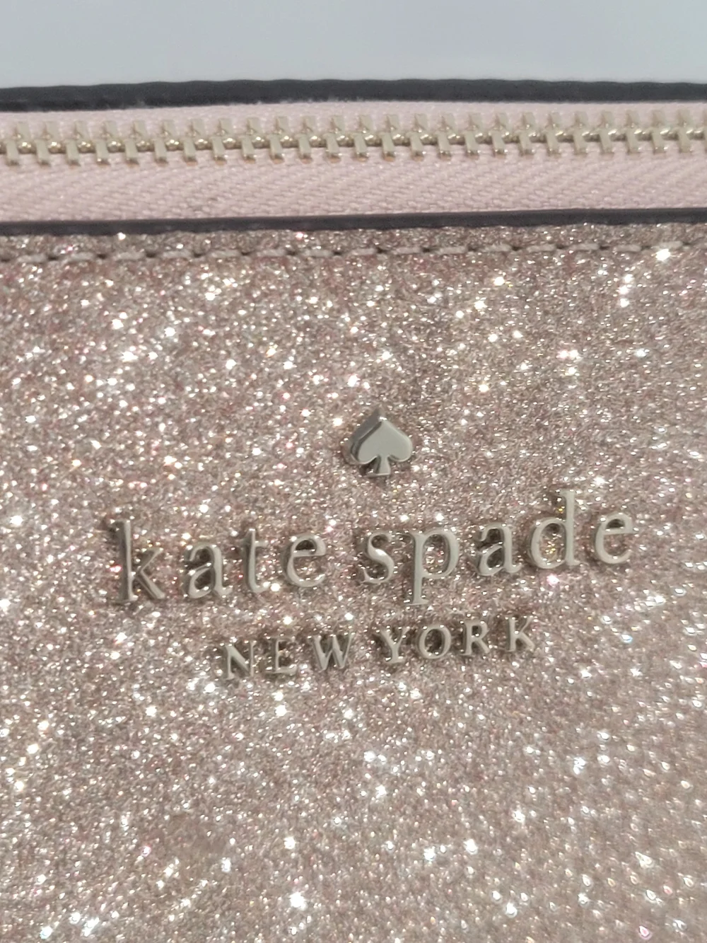 Kate Spade New York Pink Glitter Cosmetic Pouch